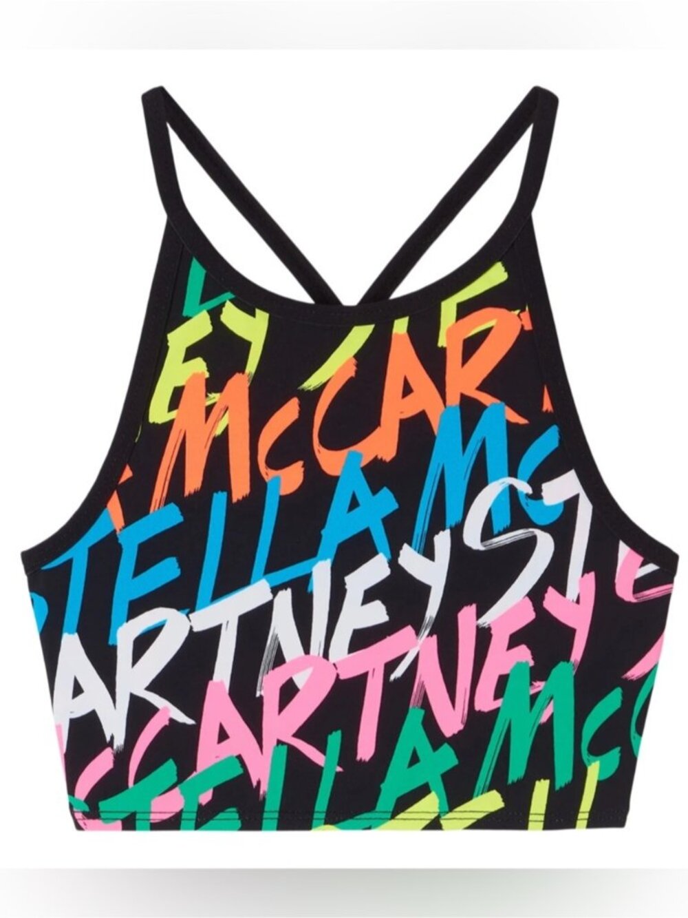 NEW Stella McCartney Kids BLACK Recycled Polyamide Logo Top Active Swim Wear 10Y